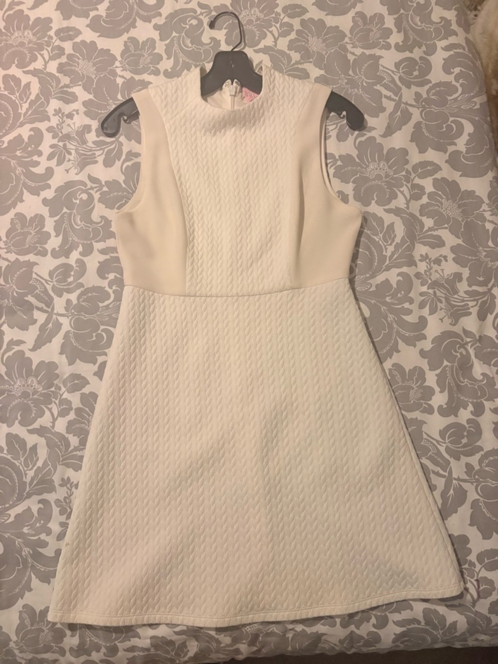 Bcbg Sleeveless White Textured A-Line Dress